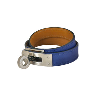 Hermès Kelly Double Tour Bleu Electric Swift Leather Palladium Hardware Bracelet