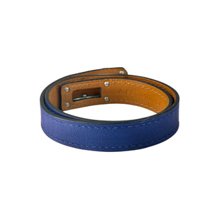 Hermès Kelly Double Tour Bleu Electric Swift Leather Palladium Hardware Bracelet