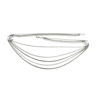 Chanel Crystal CC Multi-Chain Silver Tone Necklace/Belt
