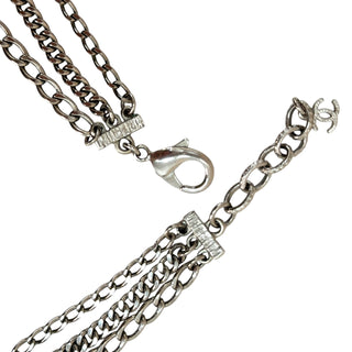 Chanel Crystal CC Multi-Chain Silver Tone Necklace/Belt