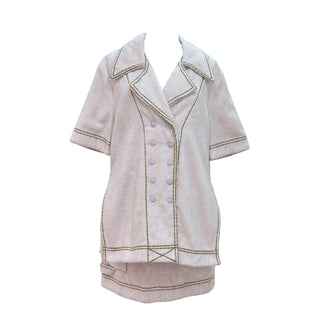 Fendi Pink Terry Cotton Double-Breasted Jacket & Shorts Co-Ord Set