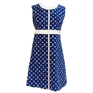Louis Vuitton Blue Monogram Wool Sleeveless Knit Dress