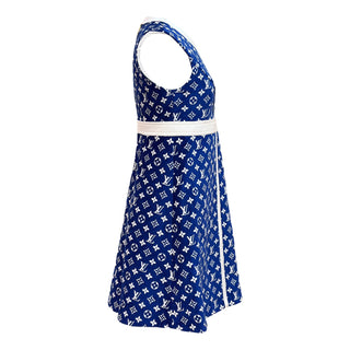 Louis Vuitton Blue Monogram Wool Sleeveless Knit Dress