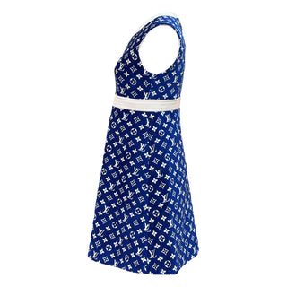 Louis Vuitton Blue Monogram Wool Sleeveless Knit Dress
