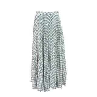 Celine Triomphe Monogram Silk Pleated Maxi Skirt