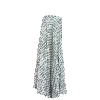 Celine Triomphe Monogram Silk Pleated Maxi Skirt