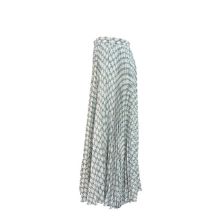 Celine Triomphe Monogram Silk Pleated Maxi Skirt