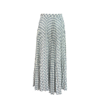 Celine Triomphe Monogram Silk Pleated Maxi Skirt