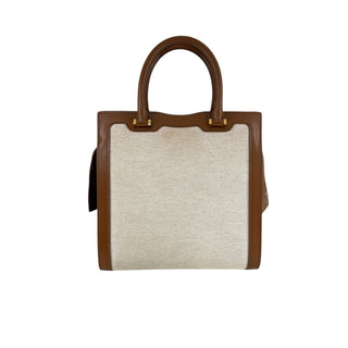 Saint Laurent Brown Leather & Canvas Uptown Tote Bag