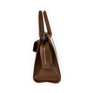 Saint Laurent Brown Leather & Canvas Uptown Tote Bag