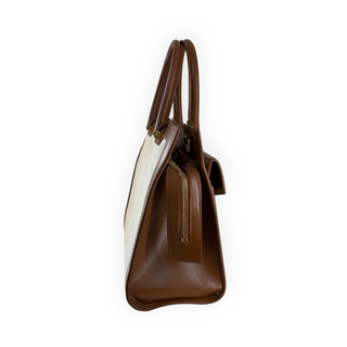 Saint Laurent Brown Leather & Canvas Uptown Tote Bag