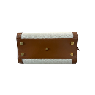 Saint Laurent Brown Leather & Canvas Uptown Tote Bag