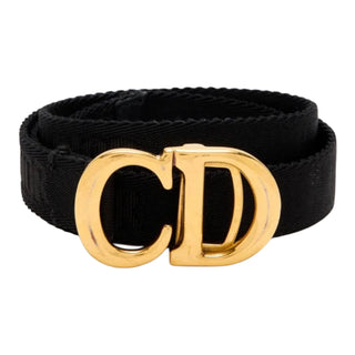 Christian Dior Oblique Canvas Belt with Antique Gold CD Buckle