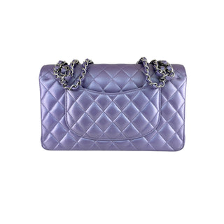 Chanel Metallic Purple Medium Classic Double Flap Quilted Lambskin Leather Bag