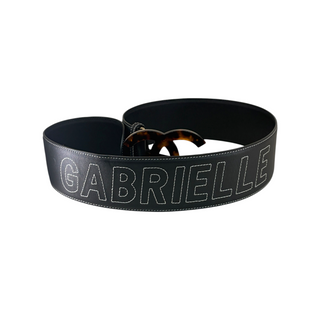 Chanel Black Gabrielle Logo Wide Leather Belt