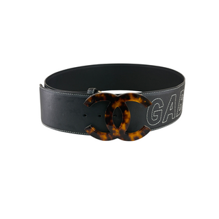 Chanel Black Gabrielle Logo Wide Leather Belt