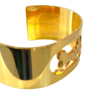 Celine Gold Tone Horse Carriage Cut-Out Cuff Bracelet