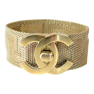 Chanel Gold Tone CC Mesh Cuff Bracelet