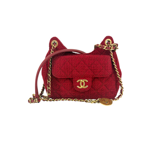 Chanel Red Wool Tweed Small Hobo Bag