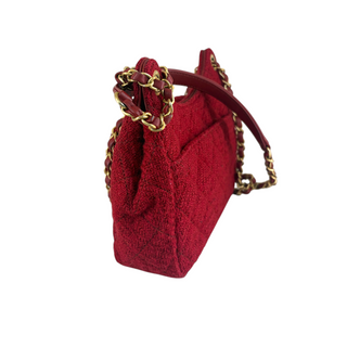 Chanel Red Wool Tweed Small Hobo Bag