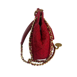 Chanel Red Wool Tweed Small Hobo Bag