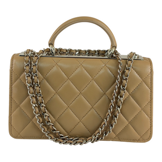 Chanel Beige Quilted Leather Small Top Handle Flap Bag