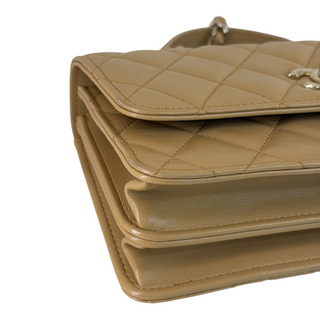Chanel Beige Quilted Leather Small Top Handle Flap Bag