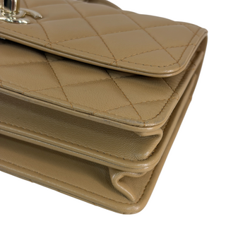 Chanel Beige Quilted Leather Small Top Handle Flap Bag