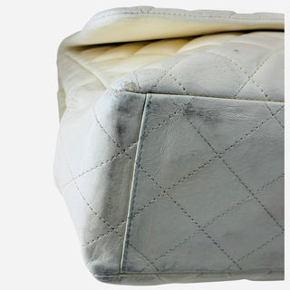 Chanel White Quilted Leather Classic Jumbo Double Flap Bag