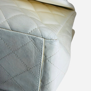 Chanel White Quilted Leather Classic Jumbo Double Flap Bag