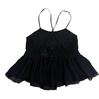 Chanel Black Lace & Silk Babydoll Camisole Top