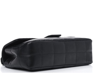 Chanel Black Lambskin Quilted Mini Chocolate Bar Camellia Flap Bag With Gold Hardware