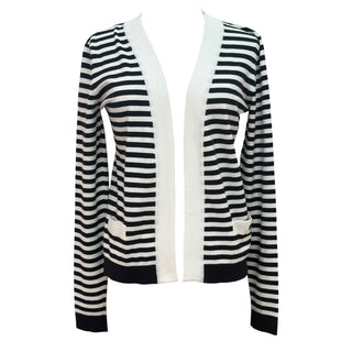 Chanel Black & White Striped Knit Cardigan