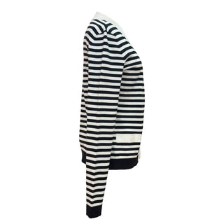 Chanel Black & White Striped Knit Cardigan