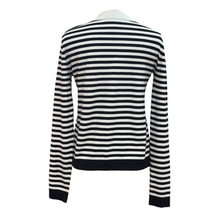 Chanel Black & White Striped Knit Cardigan