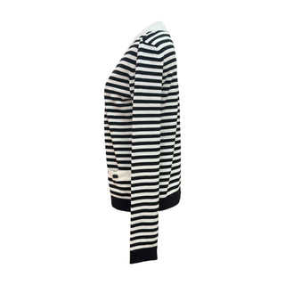 Chanel Black & White Striped Knit Cardigan