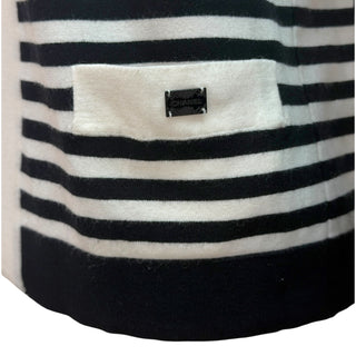 Chanel Black & White Striped Knit Cardigan