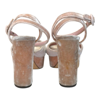 Dolce & Gabbana Beige Velvet Platform Ankle Strap Sandals Size 36