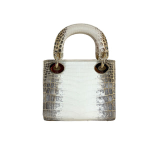Christian Dior White & Grey Himalaya Crocodile Mini Lady Dior Bag