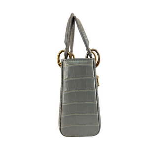 Christian Dior Gradient Grey Crocodile Mini Lady Dior Bag