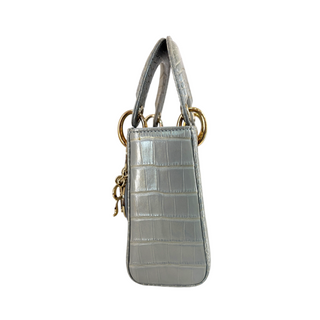 Christian Dior Gradient Grey Crocodile Mini Lady Dior Bag