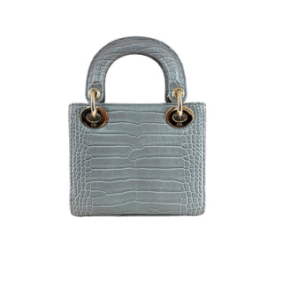Christian Dior Blue-Grey Alligator Mini Lady Dior Bag with Crystal Charms