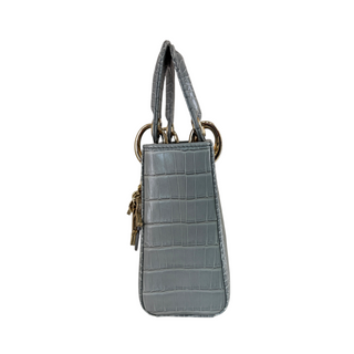 Christian Dior Blue-Grey Alligator Mini Lady Dior Bag with Crystal Charms
