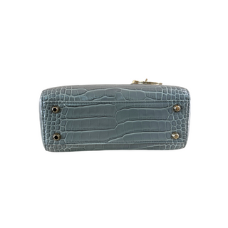 Christian Dior Blue-Grey Alligator Mini Lady Dior Bag with Crystal Charms