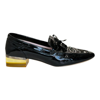 Christian Dior Black Patent Leather Bow Loafers Size 38.5