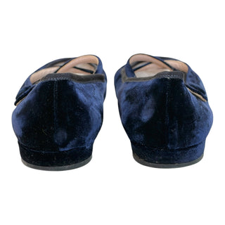 Miu Miu Navy Velvet Mary Jane Ballet Flats