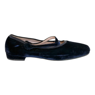 Miu Miu Navy Velvet Mary Jane Ballet Flats