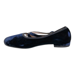 Miu Miu Navy Velvet Mary Jane Ballet Flats