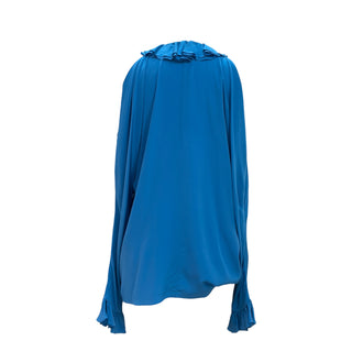 Chanel Blue Off-the-Shoulder Silk Blouse