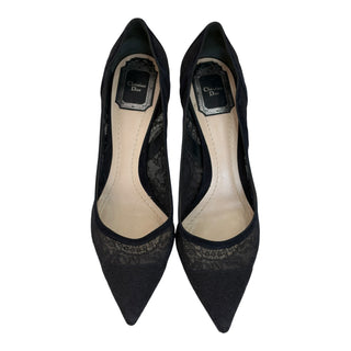 Christian Dior Navy Lace Pointed-Toe Pumps